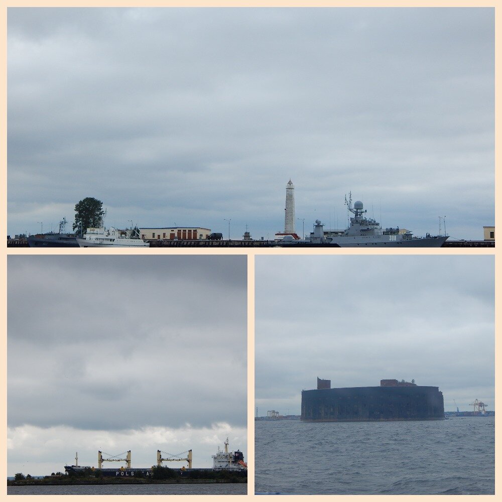 Вид на Кронштадт и корабли с воды; форт (фото автора)