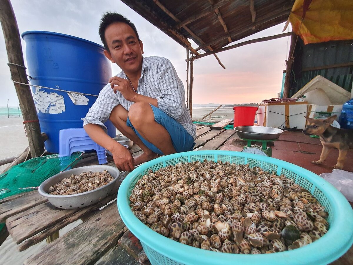 Посмотрела что внутри рыбацкой хижины посреди моря во Вьетнаме, а рыбаки показали неожиданный улов