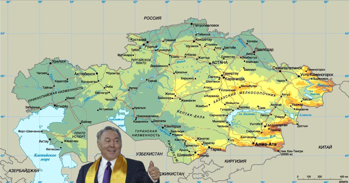 Карта казахстана с городами подробная