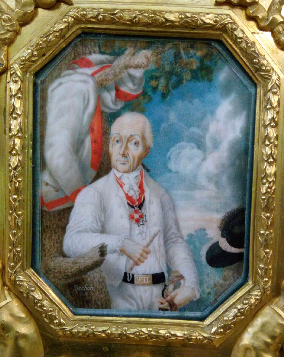 Шарль Бешон (1732-1812). Портрет А. В. Суворова. Польша, 1799. Кость, акварель, гуашь; рамка: бронза. 