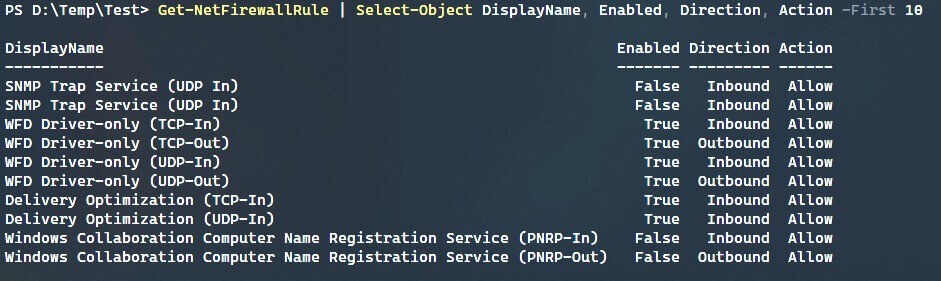 Get-NetFirewallRule
