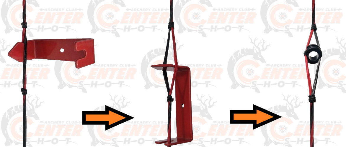 Процесс установки пип-сайта в тетиву