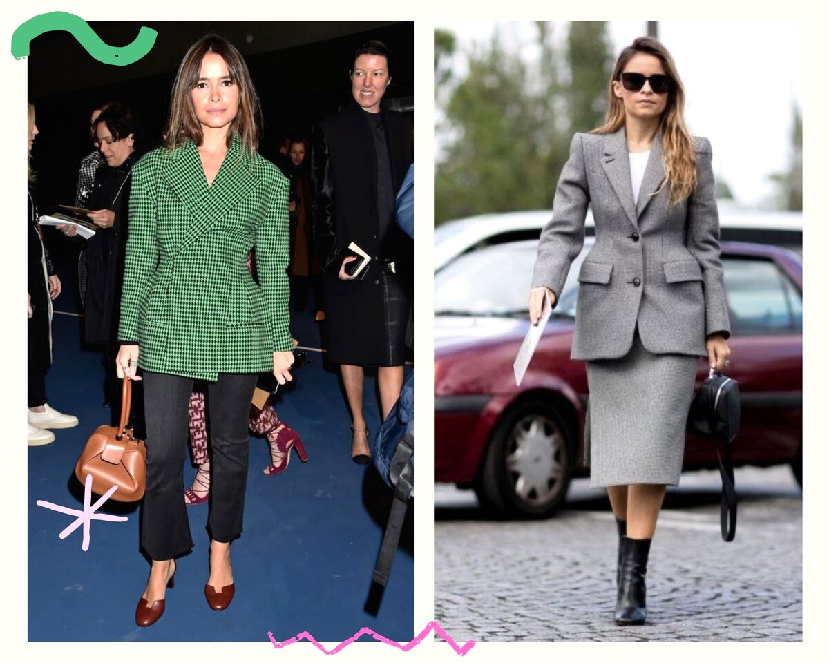 Рост Мирославы составляет 154 см. Линия талии Дума подчеркнула приталенными жакетами.