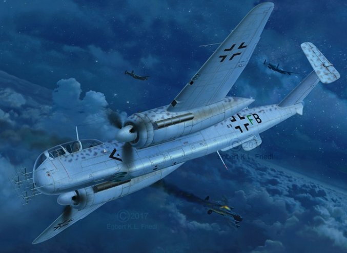 Немецкий ночной истребитель He-219 Uhu, вступил в бой летом 1943 года