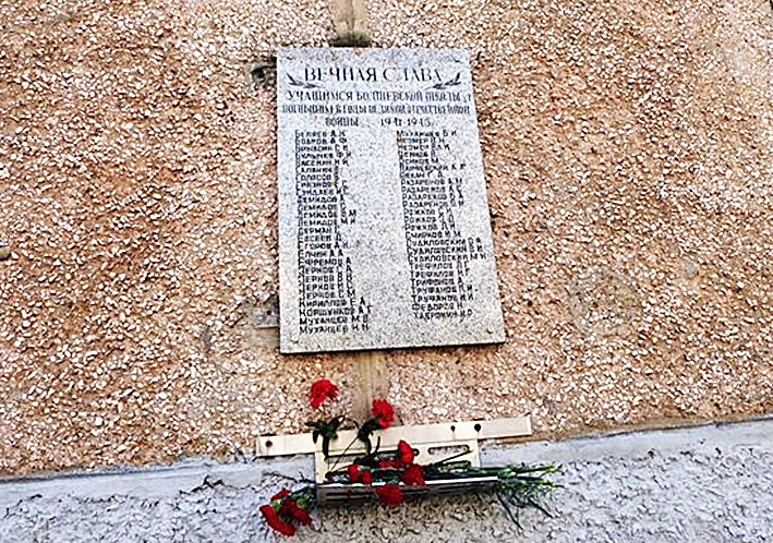 Фасад гимназии «Российская школа» в городе Королёве, микрорайоне Болшево по улице Школьной, дом 19