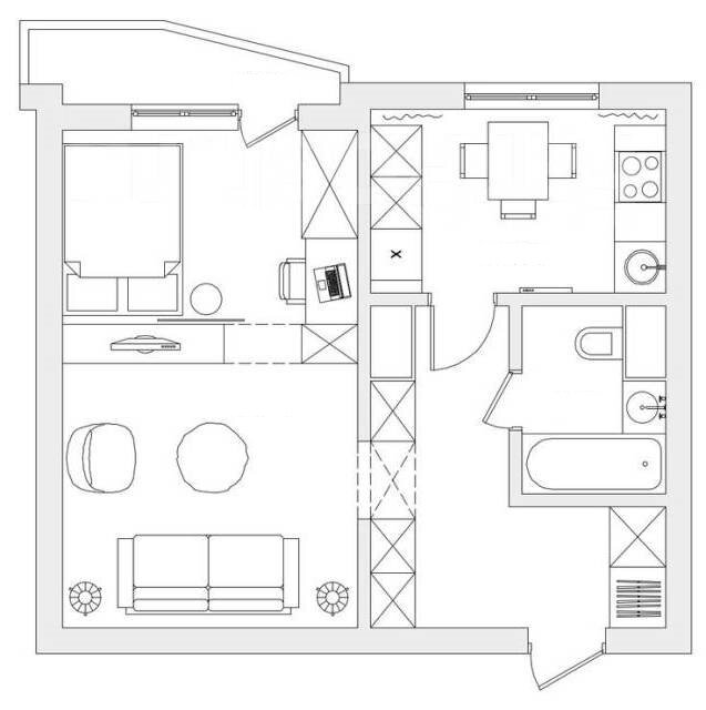 Планировка однокомнатной квартиры п 44 фото 42