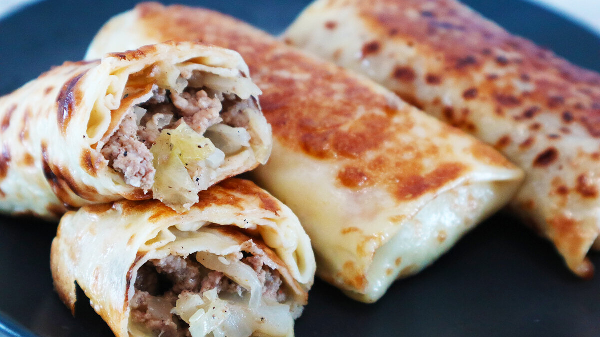Блины с мясом и капустой