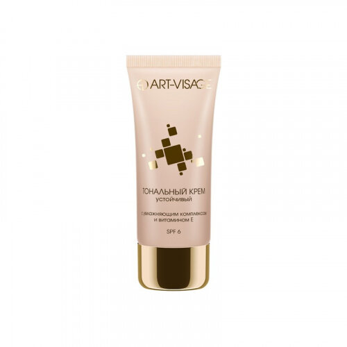 Арт-визаж – СТОИМОСТЬ ДО 300 РУБЛЕЙ  Имеет множество положительных отзывов, не сушит и не подчеркивает шелушения кожи. Хорошо убирает покраснения и мелкие дефекты кожи. Создает впечатление легкой и здоровой кожи! 
Тональный крем имеет свои плюсы и свои минусы:
Плюсы: 
- Естественный цвет 
- Стойкий на нормальной и сухой коже
-  В составе имеет витамин E 
- Качественное покрытие кожи
- Легкий, почти не чувствуется на лице 
Минусы: 
- Нестоек на жирной коже 
