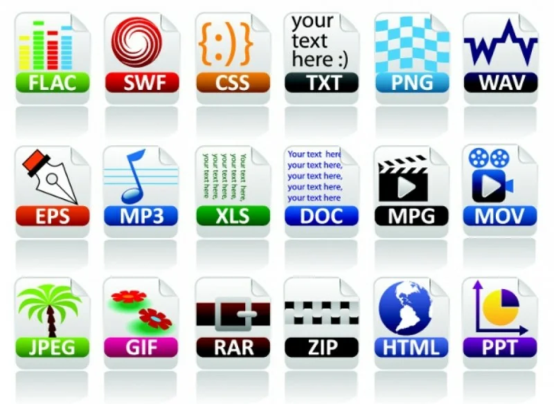Виды форматов файлов. Файлы различных типов. Значки форматов файлов. Иконки расширений файлов. Графический файл иконка.