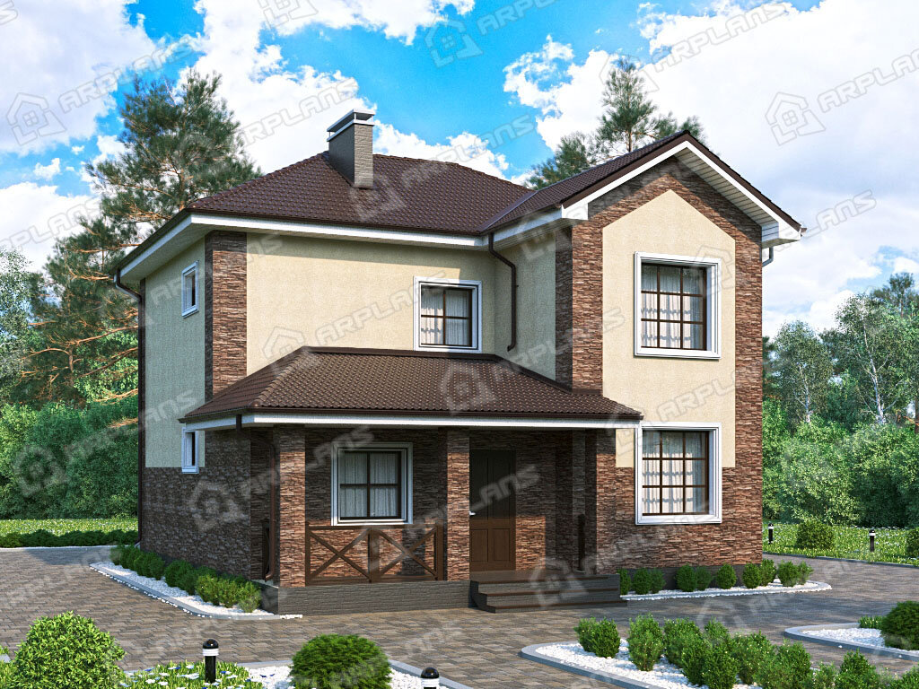 Фото 1 двухэтажного дома из газобетона с 3 спальнями и газовой котельной.120 кв м. Источник arplans.ru Проект К-244