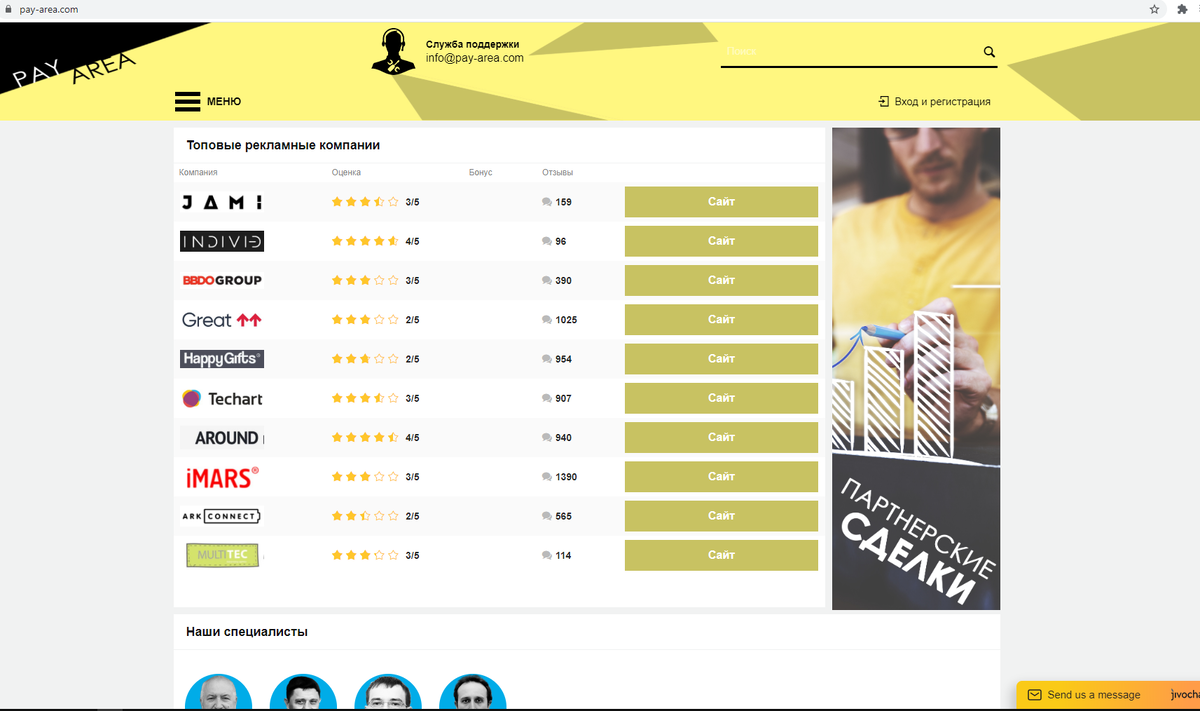 Пример мошеннического сайта Pay-Area.com