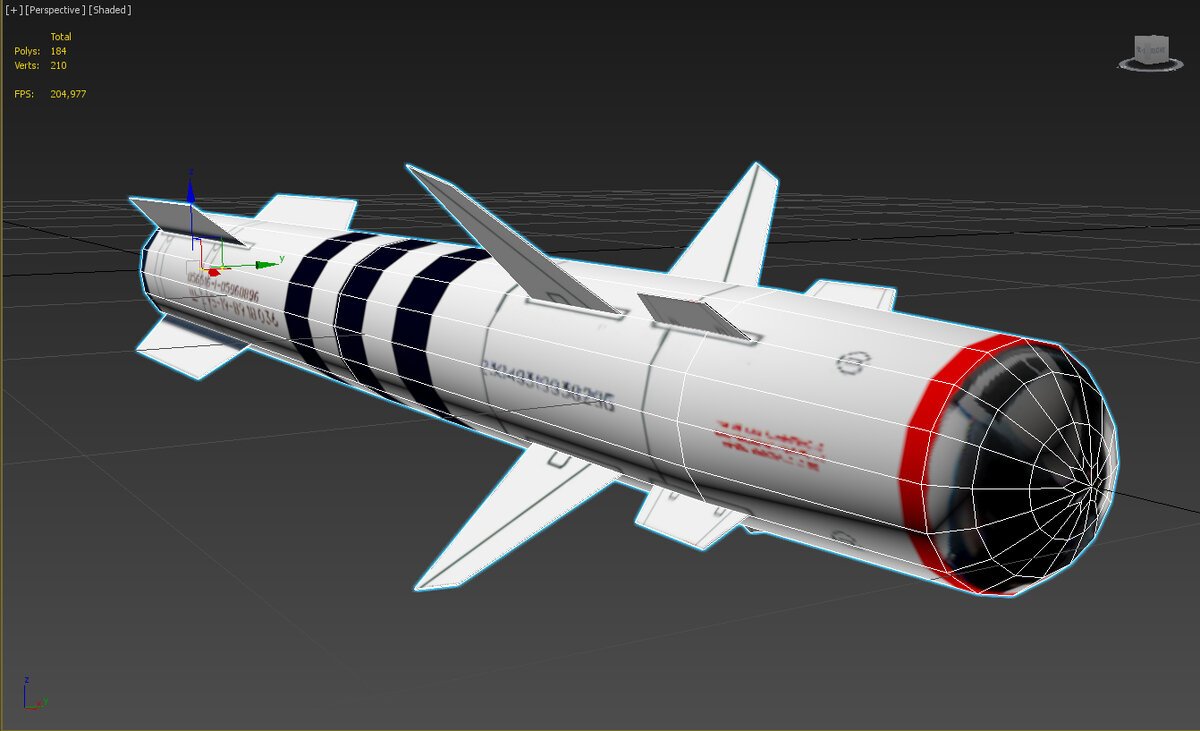 Ракета Р-73 в программе 3ds max (картинка автора)