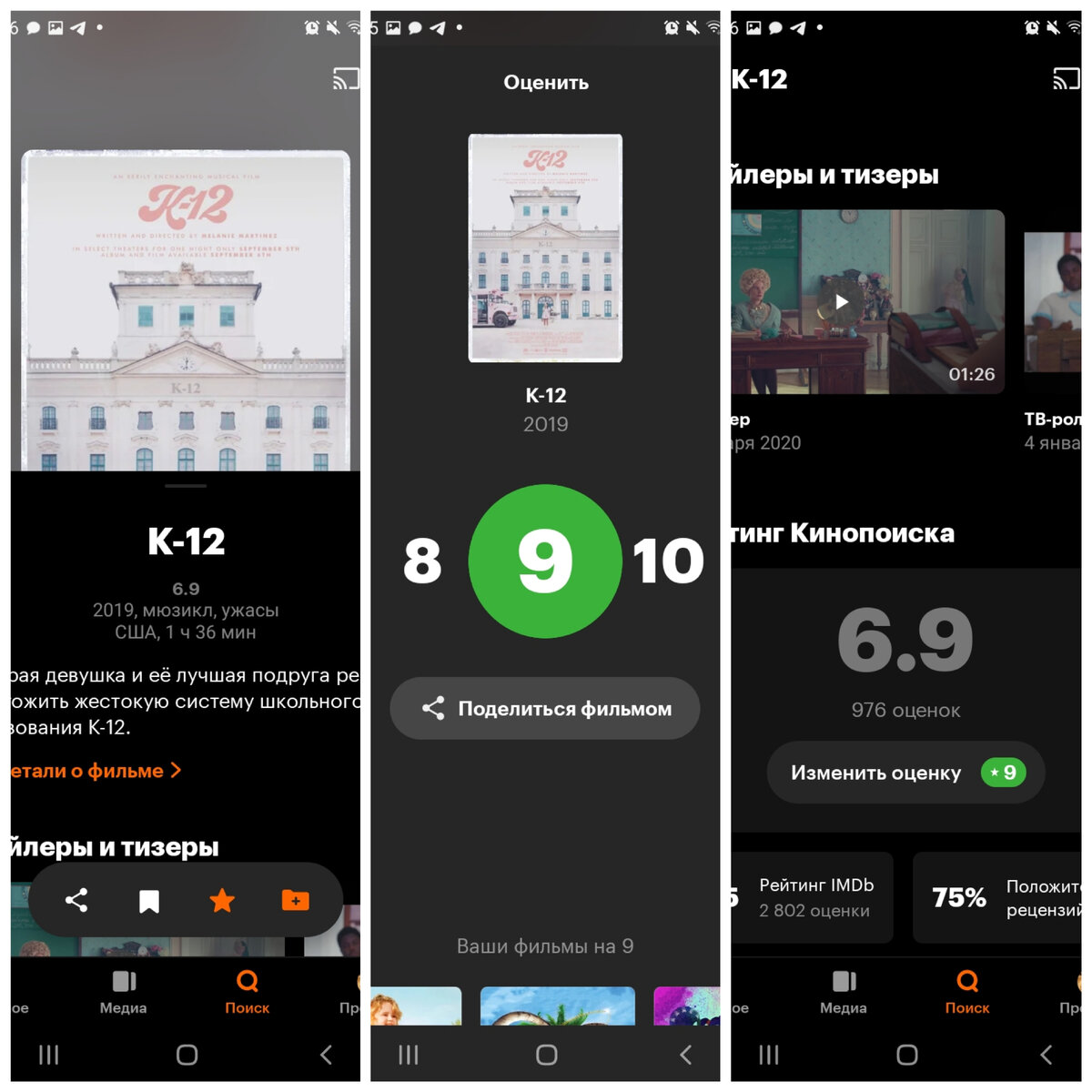 Постер+моя оценка на кинопоиске 