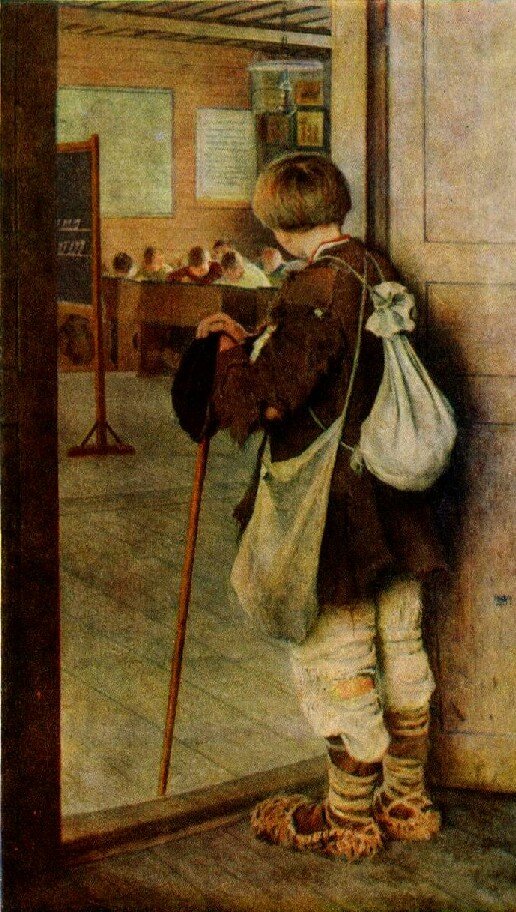 Николай Богданов-Бельский. "У дверей школы". 1897 г.