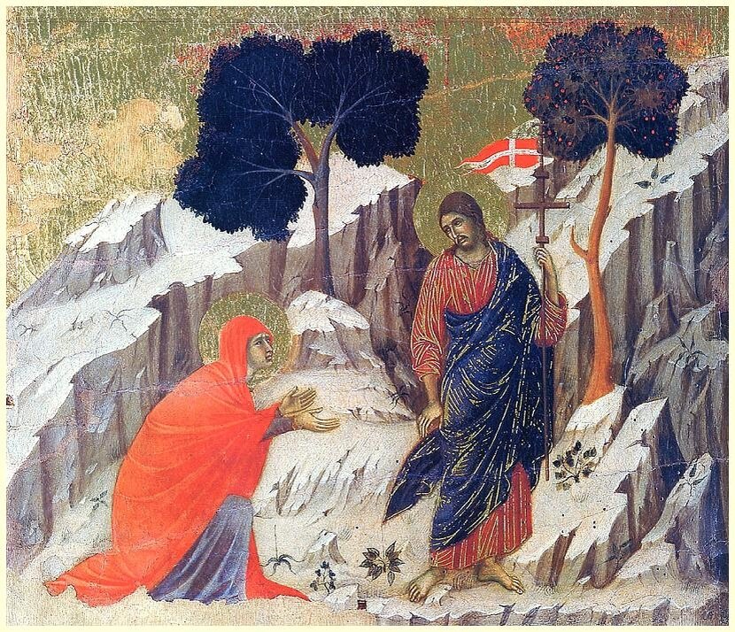  Дуччо ди Буонисенья (Duccio di Buoninsegna).
ЯВЛЕНИЕ ХРИСТА МАРИИ МАГДАЛИНЕ. Источник: http://svt-luka.prihod.ru/propovedi_svt._luki/view/id/1166459
