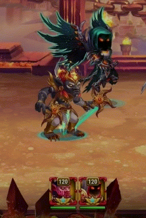 На гифке видно, что Джу получает с тычки чуть больше, чем Астарот, за счёт потери своего ХП.