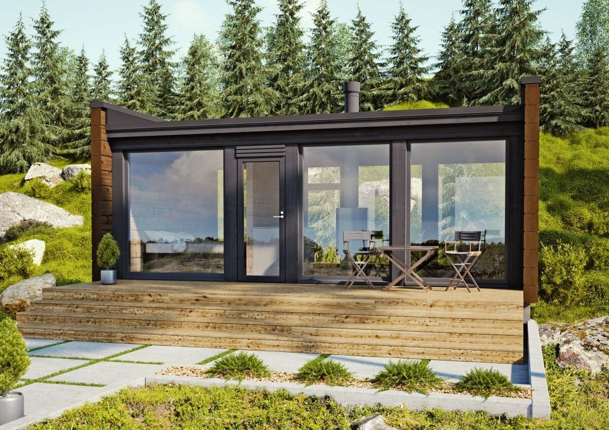 Glass House 30 — это дом с большими панорамными окнами, небольшой террасой и идеально темным цветом наружной отделки. 