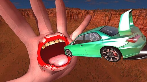 Download Video: Безумные Прыжки в РУКУ С ОГРОМНЫМ РТОМ в BeamNG Drive Челлендж!