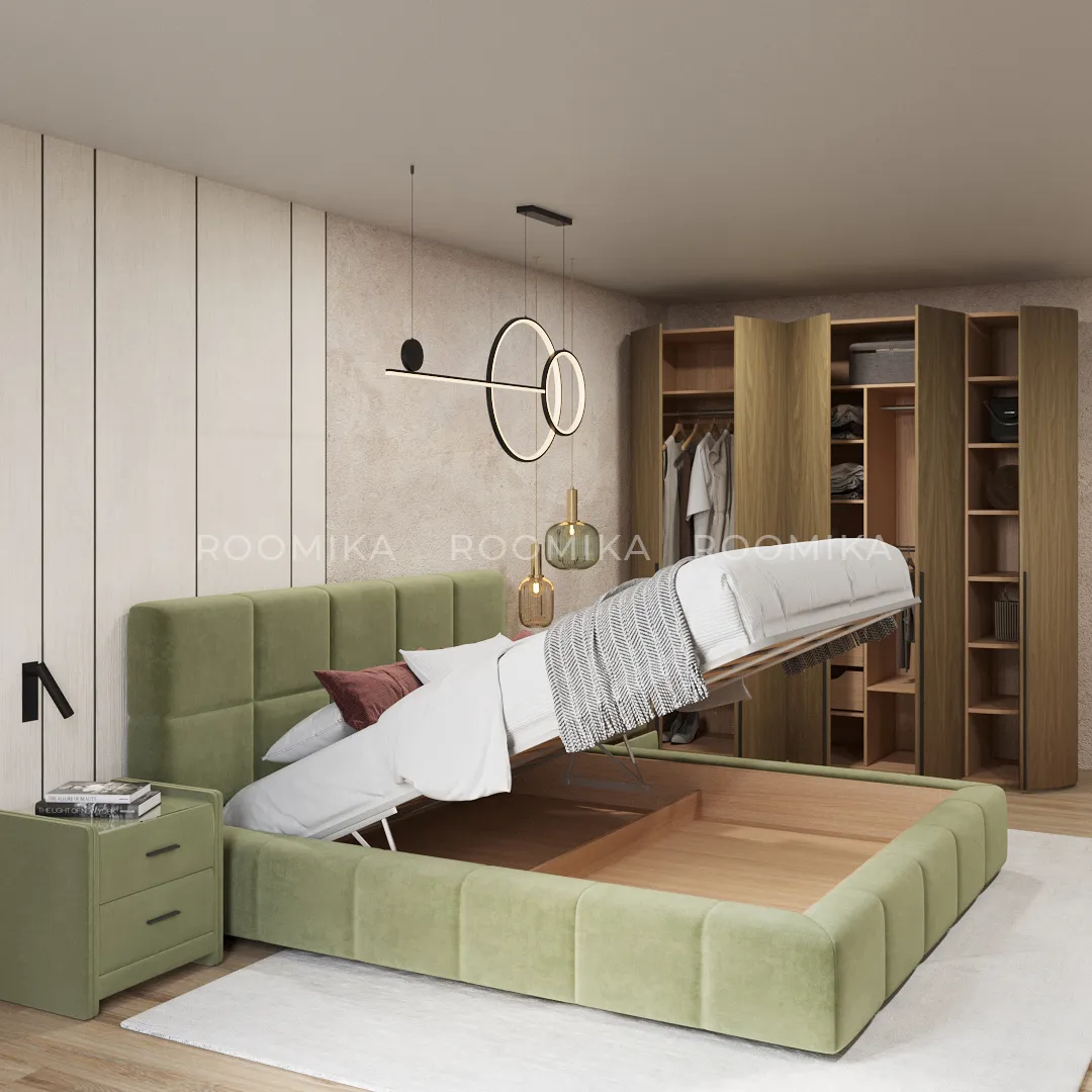 Кровать двуспальная мягкая QUADRO-soft с подъемным механизмом, 160х200, ссылка под картинкой