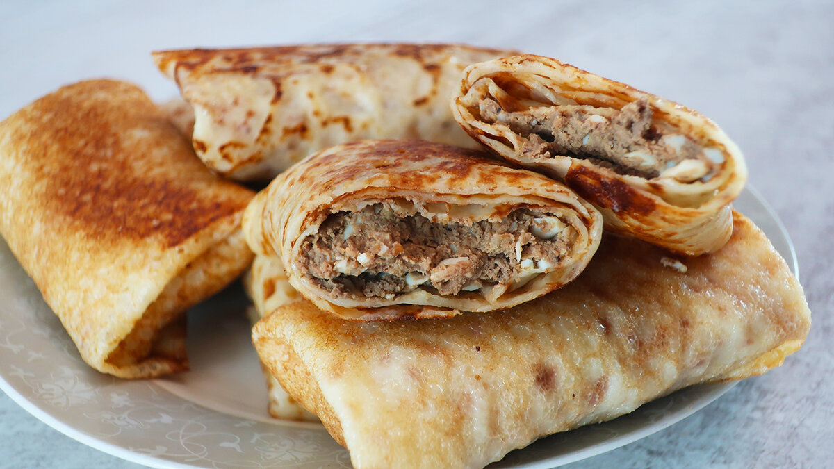 Блины с мясом фото