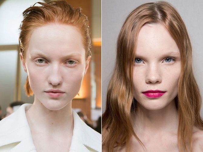 Обесцвечивание бровей на девушках с цветотипом "весна"
