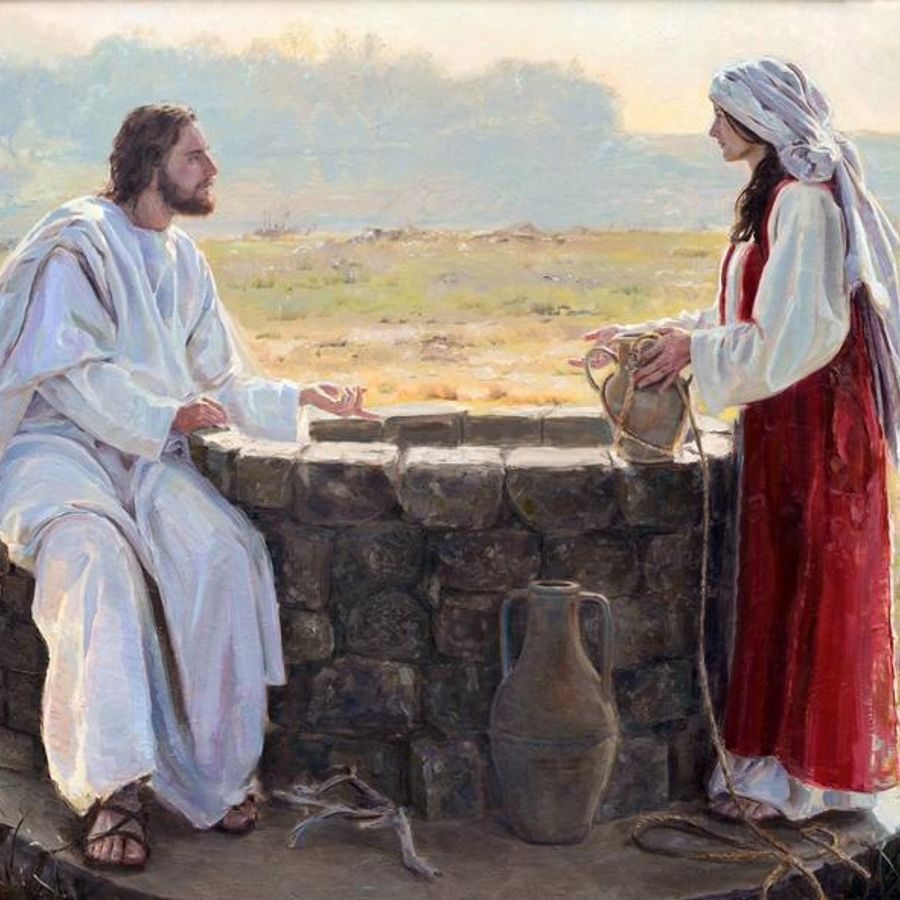 Христос и самарянка. Иисус Христос и самарянка. Христос и самарянка у колодца. Картина Иисус и самаритянка у колодца. Встреча Иисуса Христа с самарянкой у колодца.
