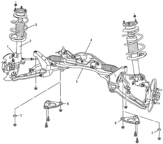 Передняя подвеска на Nissan Almera N16. Схема.
