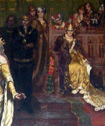 "Случай с подвязкой", Альберт Шевалье Тайлер, 1901. (с) Wikimedia Commons. Деталь.