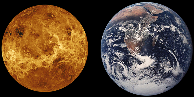                                        Сравнение размеров Венеры и земли 