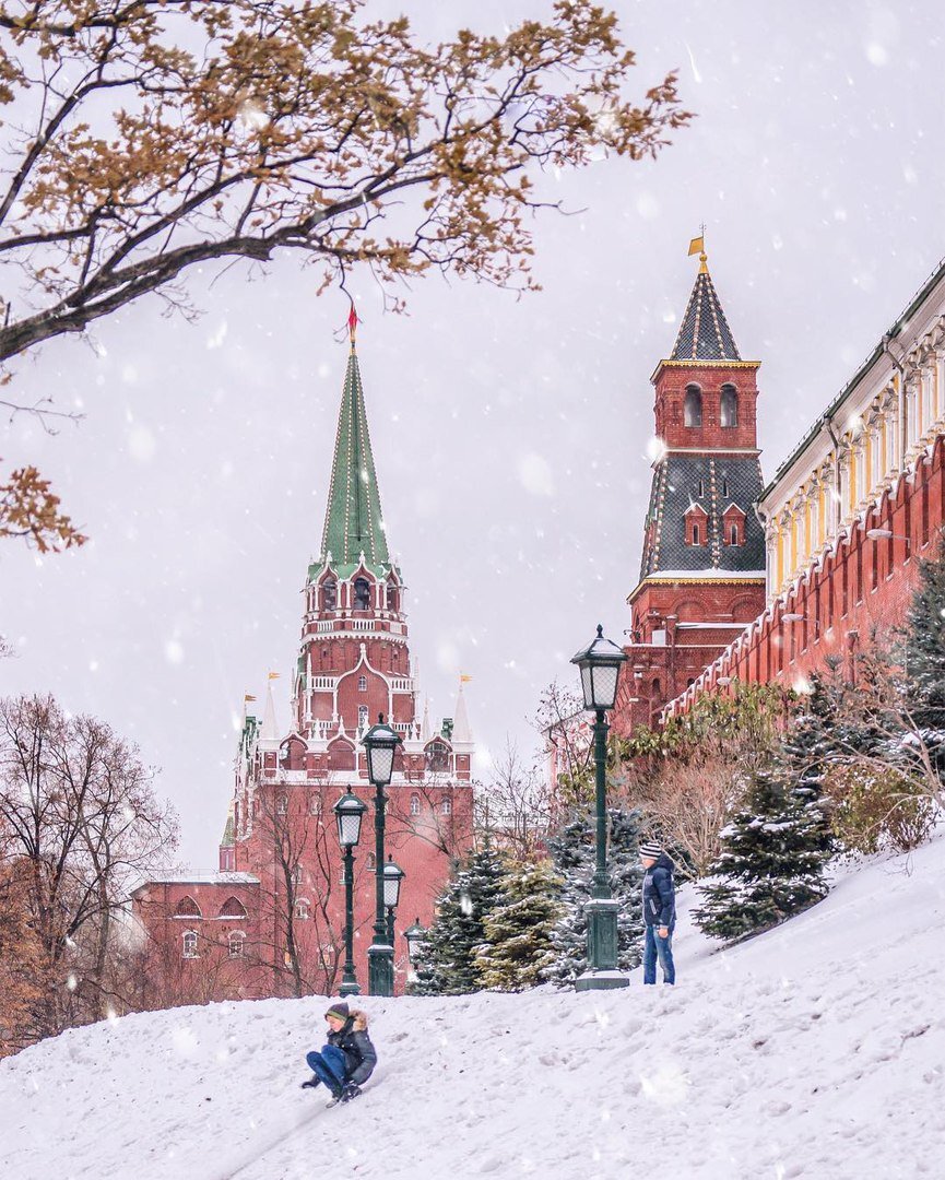 москва красная площадь кремль зимой