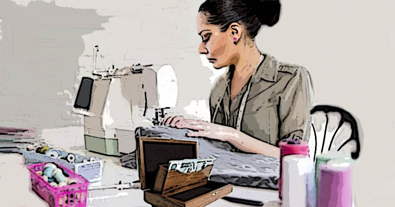 Швея-надомница. Иллюстрация