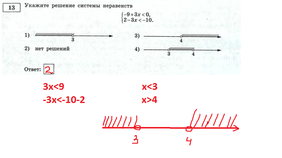 Укажите решение системы неравенства 12 3х 0