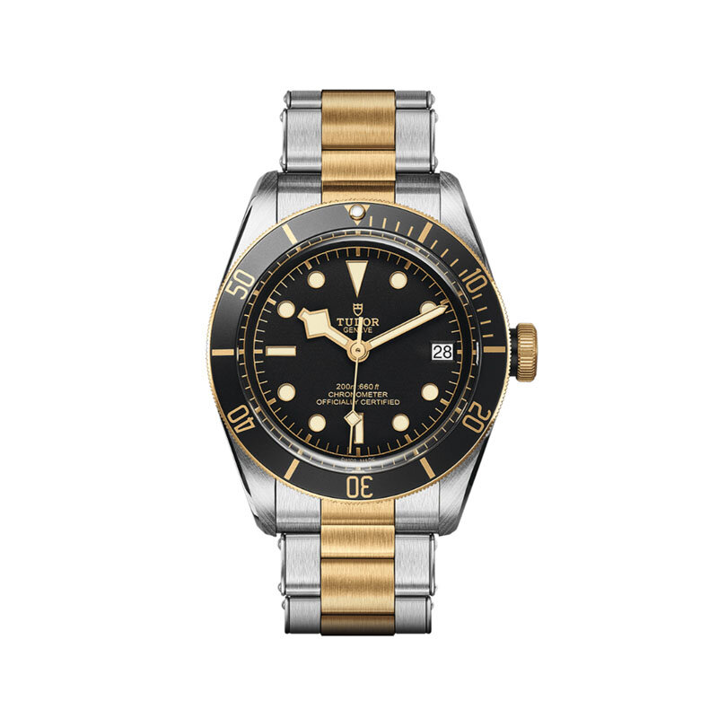 Часы Tudor Black Bay S&G из стали и желтого золота с черным циферблатом и безелем, датой и секундной стрелкой