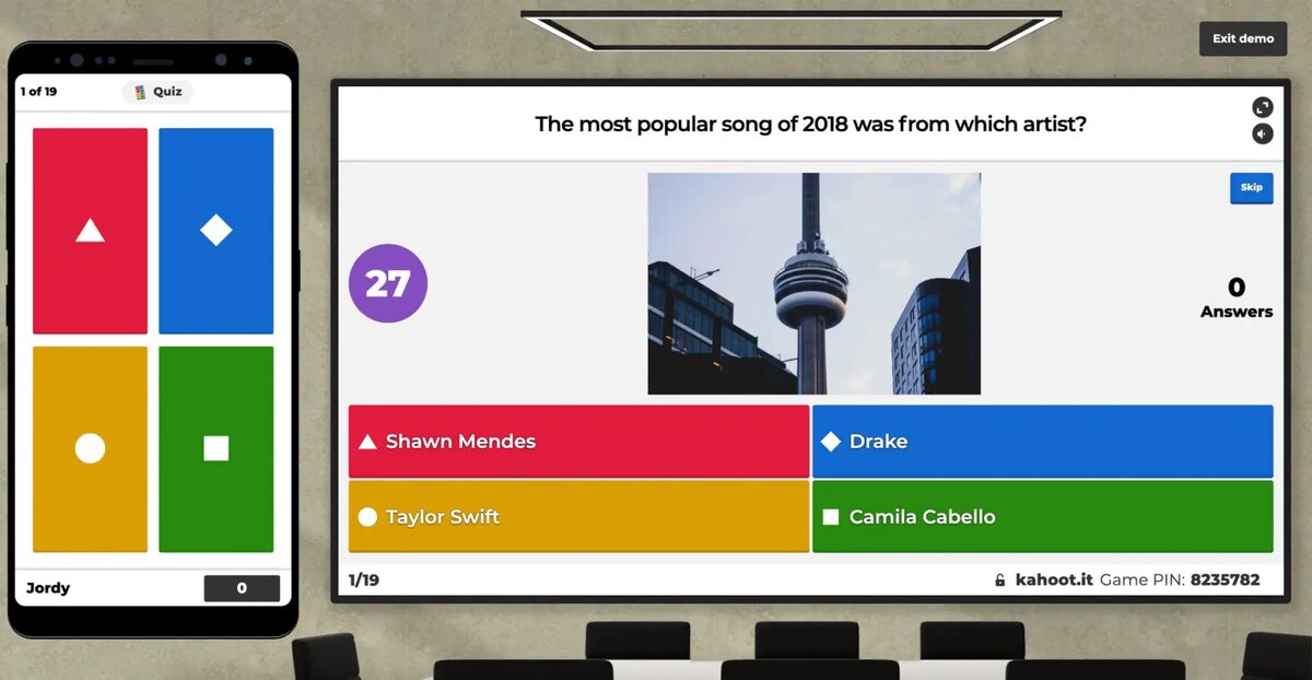 Интерфейс платформы Kahoot