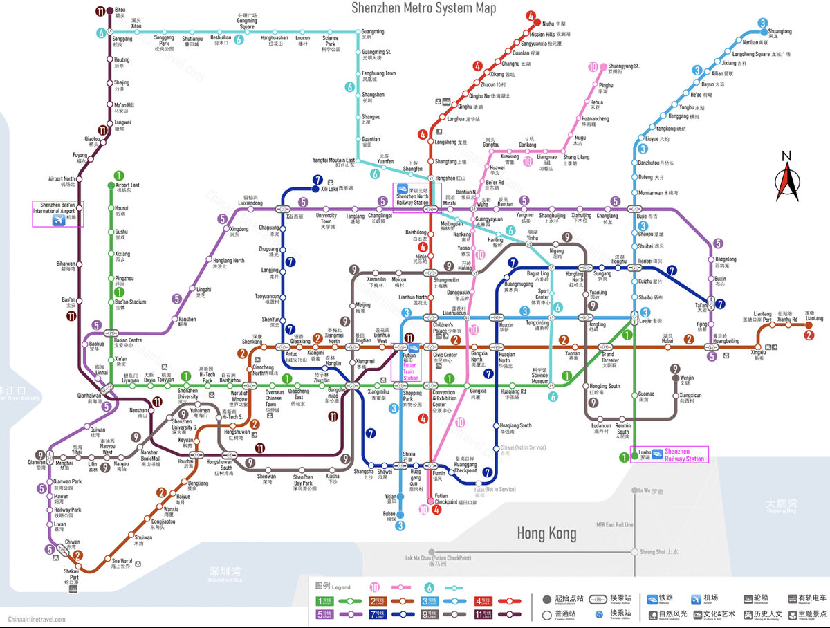 Карта метро города Шеньчжень