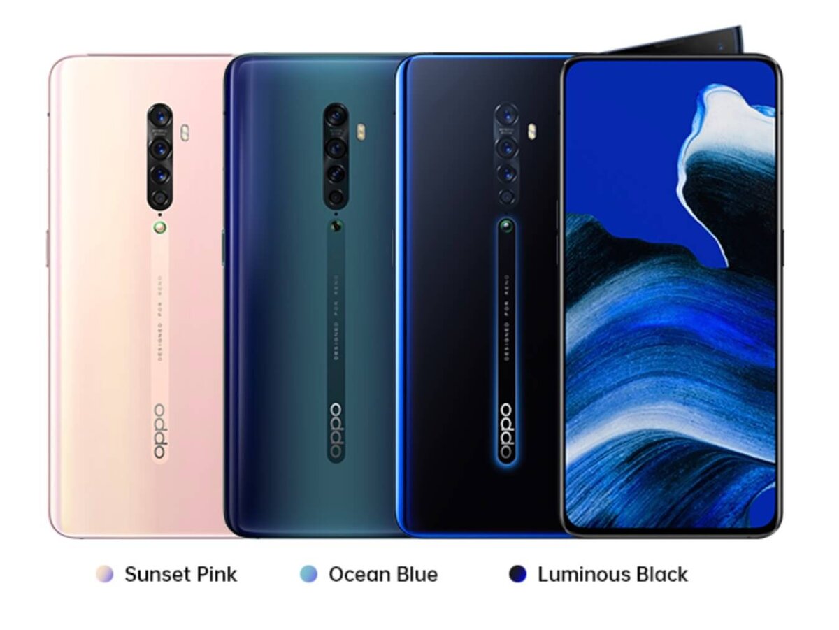 OPPO Reno 2 предлагается в трёх  цветах. "Ocean Blue" - наиболее популярный.