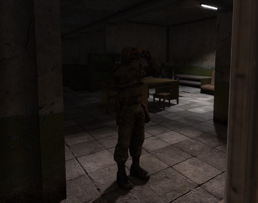 Порой он осматривает окрестности в бинокль