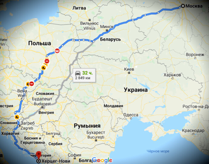 По карте 2849 км.