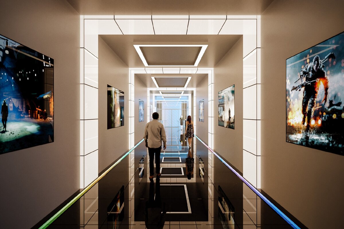 Входная группа и настенные рекламные панели с подогревом, работают и зимой и летом