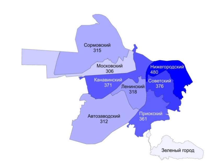 Схема районов нижнего новгорода