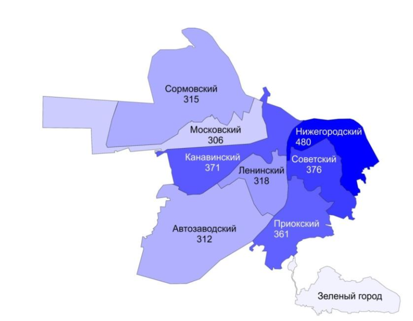 Карта районов города нижний. Районы Нижнего Новгорода на карте. Нижний Новгород деление на районы.
