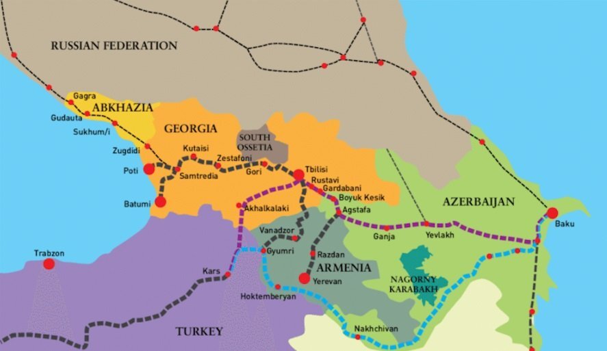 Железнодорожные магистрали Южного Кавказа. «Транссиб Закавказья» – бирюзовым цветом
