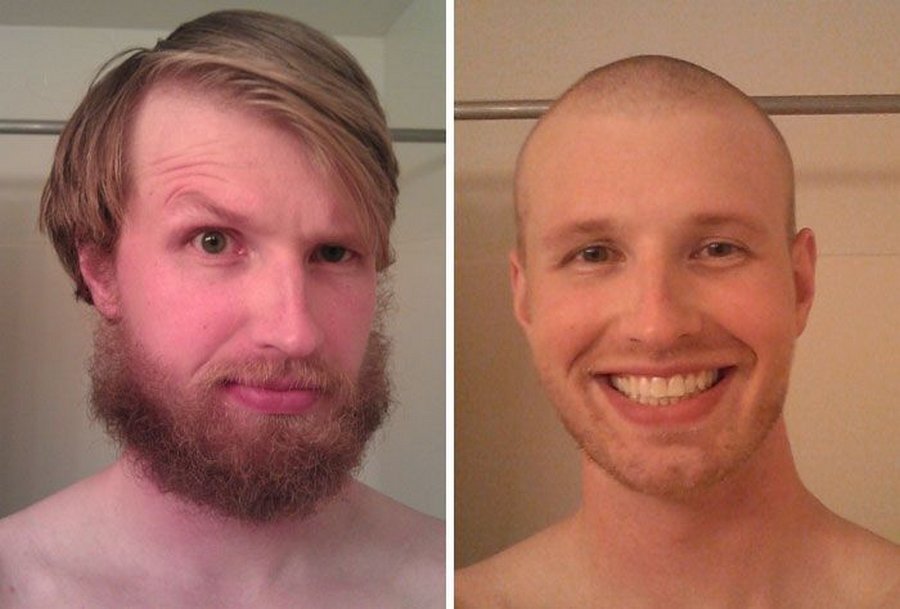 Бреют какое лицо. Мужчина до и после бритья. До и после бритья бороды. Мужчины с бородой и без до и после. Волосы до и после бритья.
