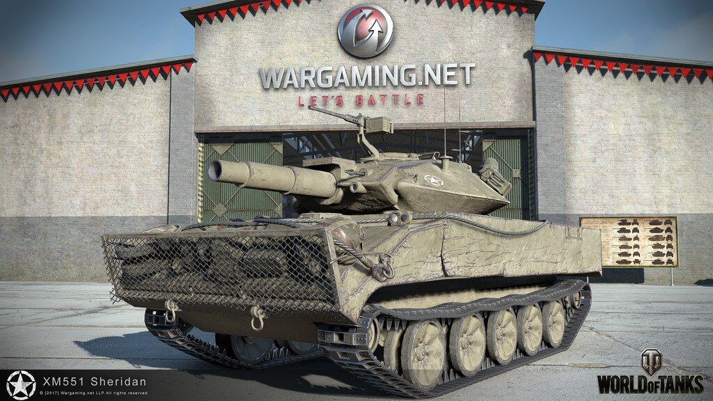   XM 551 Sheridan, следуя новой концепции лёгких танков, сохраняет черты своей ветки – отличные УВН, стабилизированное орудие с прекрасным сведением и отличным ДПМ-ом с не лучшей точностью и со средним пробитием и неплохой альфой, высокий обзор, годная мобильность и огромные размеры с низкой маскировкой – эдакий СТ среди ЛТ. 