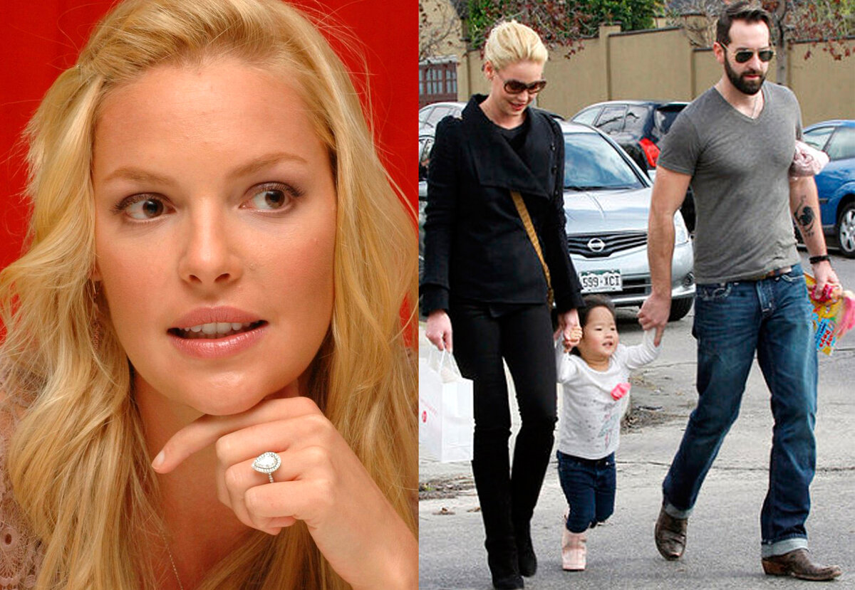 Актриса Катрин Хейгл и старшая из двух ее приемных дочерей. 