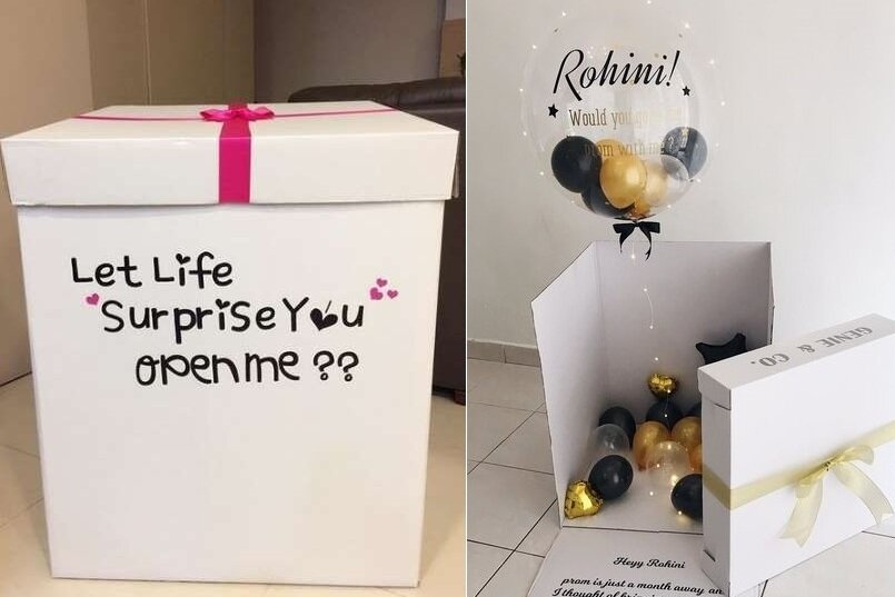 Подарок-сюрприз с воздушными шарами. Картинка с pinterest.com