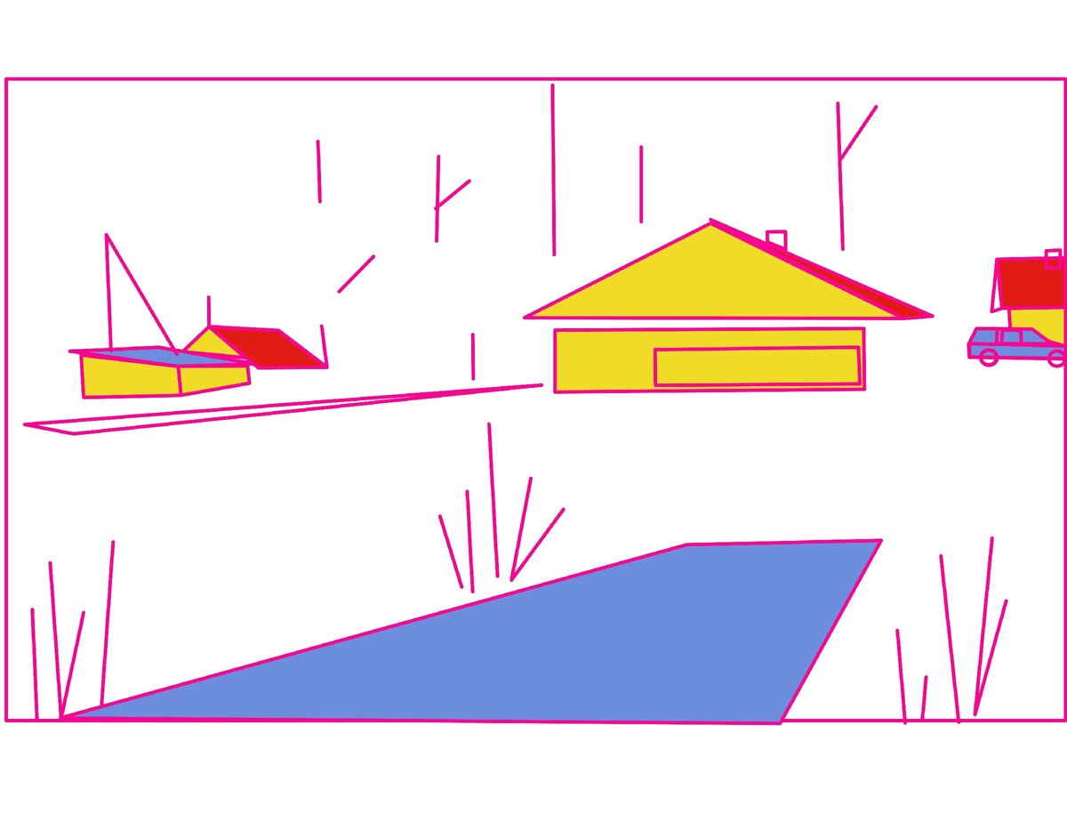 Процесс переработки изображения из фотографии в схему простых форм.