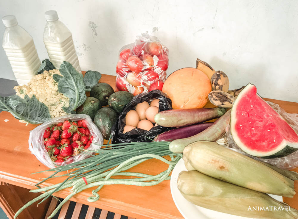 Покупки после похода на базар. Арбуз был изначально цел, а курятина не попала в кадр 