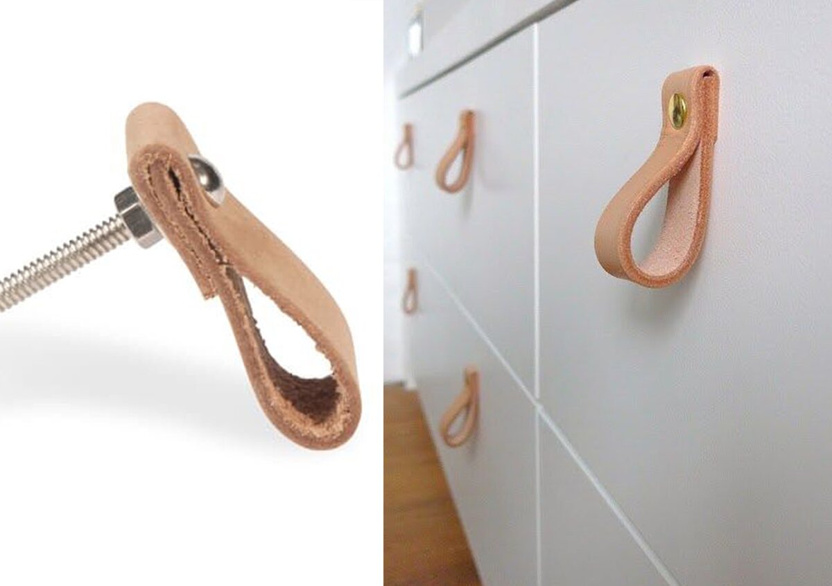 Дверные мебельные ручки из кожи