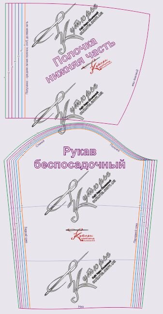Лекало рукава и нижней части полочки по выкройке в натуральную величину
